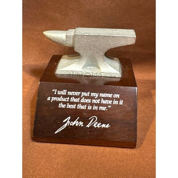 John Deere Anniversary 150 Year Anvil Paperweight - Picture 1 of 8